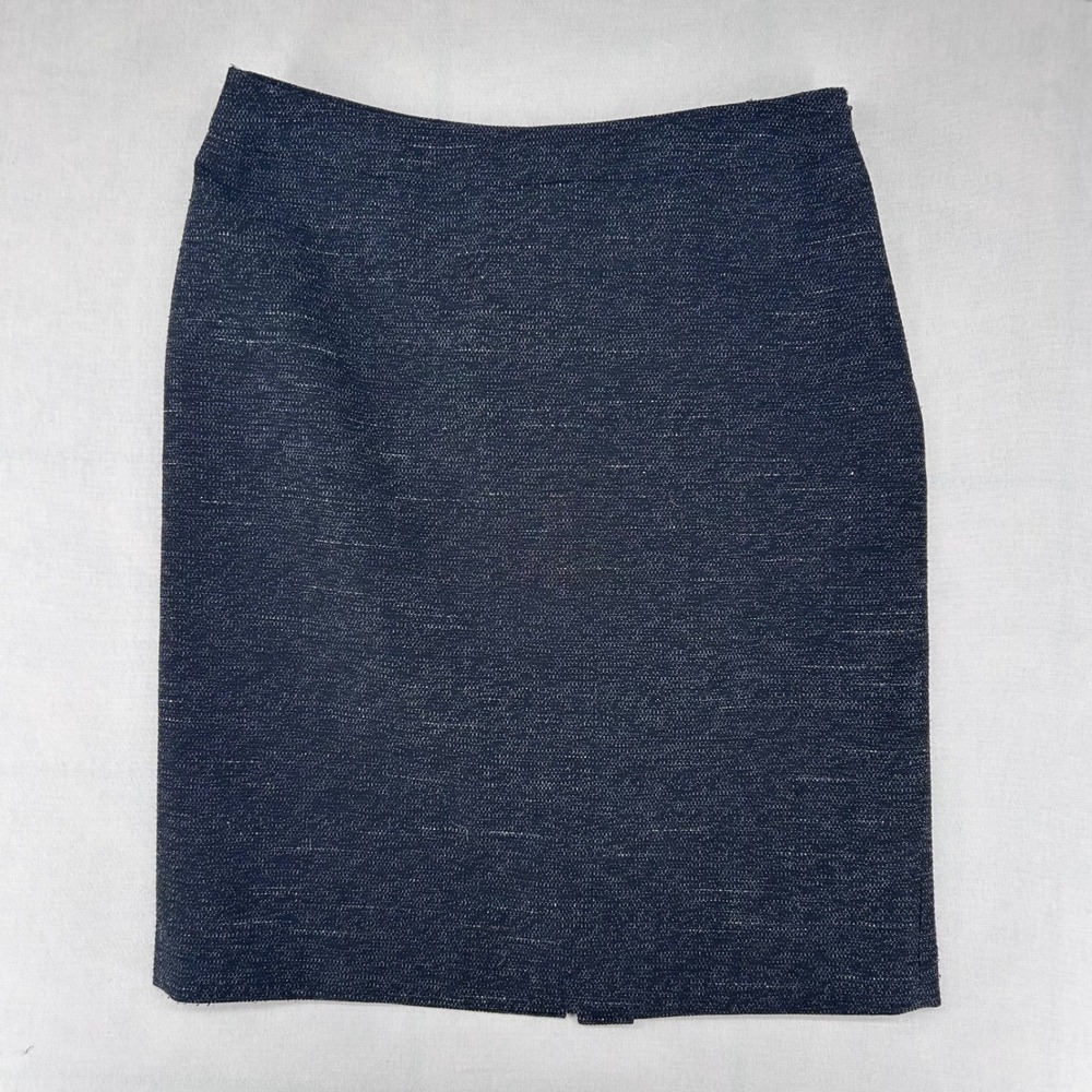 Nine West Suit Womens Navy Blue Tweed Pencil Skirt Side Zip Lined Size 8
